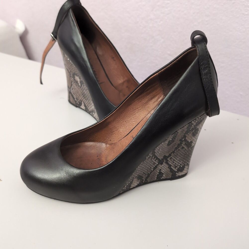 Jeffrey Campbell Adelaide Womens 8M Leather & Snakeskin Wedge